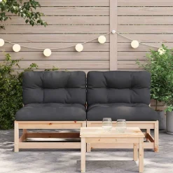 Tuinbanken 2 st zonder armleuningen met kussens grenenhout><noscript><img width=