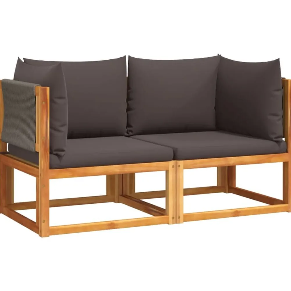 Tuinbanken Hoekbanken met Kussens 2 st acaciahout & Touw>vidaXL Clearance