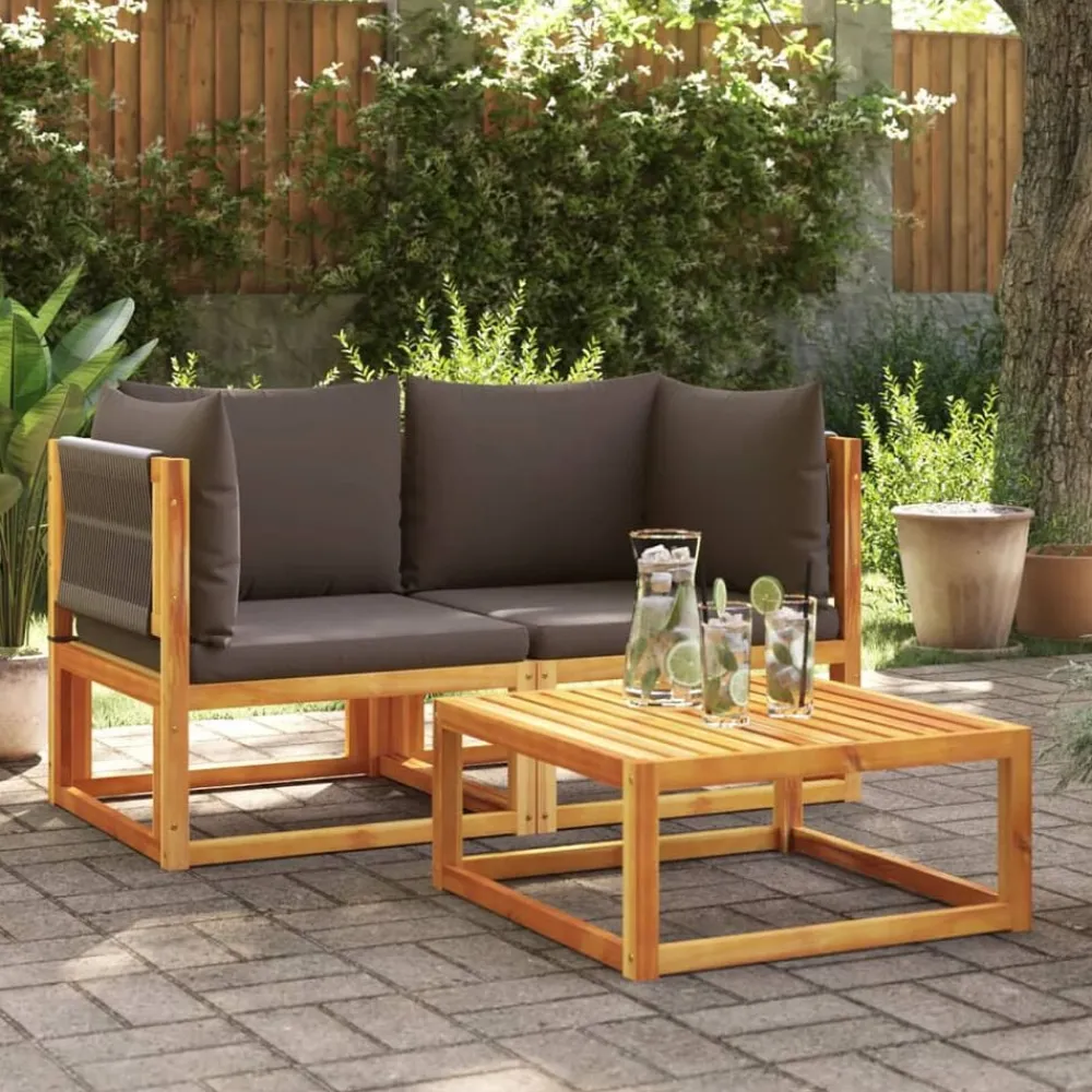 Tuinbanken Hoekbanken met Kussens 2 st acaciahout & Touw>vidaXL Clearance