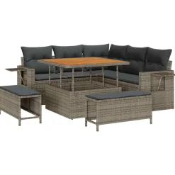 Tuinbankenset met kussen 9 pcs poly rattan>vidaXL Hot