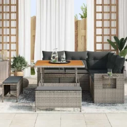 Tuinbankenset met kussen 9 pcs poly rattan><noscript><img width=