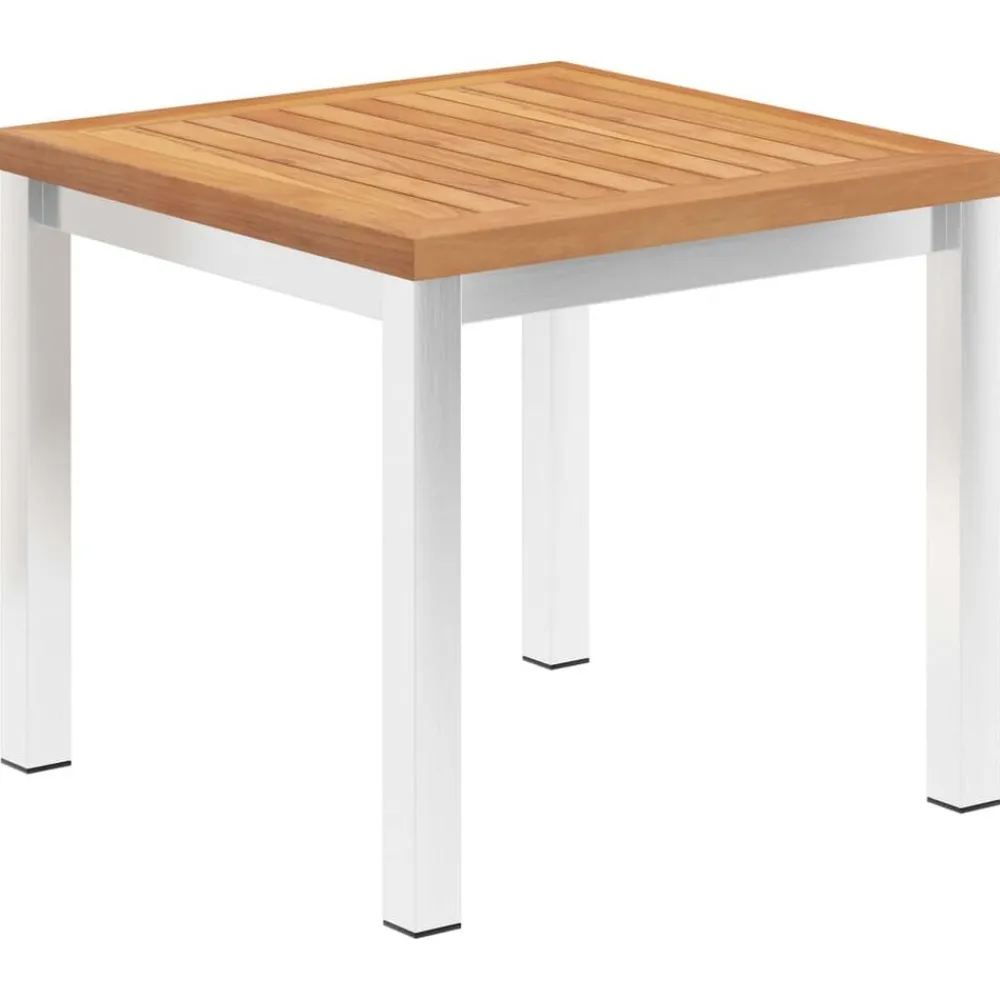 Tuinbijzettafel 45x45x38 cm massief teakhout en roestvrij staal>vidaXL New