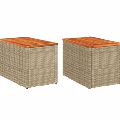 Tuinbijzettafels 2 st 55x34x37 cm poly rattan en hout>vidaXL Hot