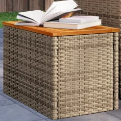 Tuinbijzettafels 2 st 55x34x37 cm poly rattan en hout>vidaXL Hot