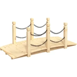 Tuin & Gazon*vidaXL Tuinbrug met kettingrails 150x67x56 cm massief vurenhout Naturel