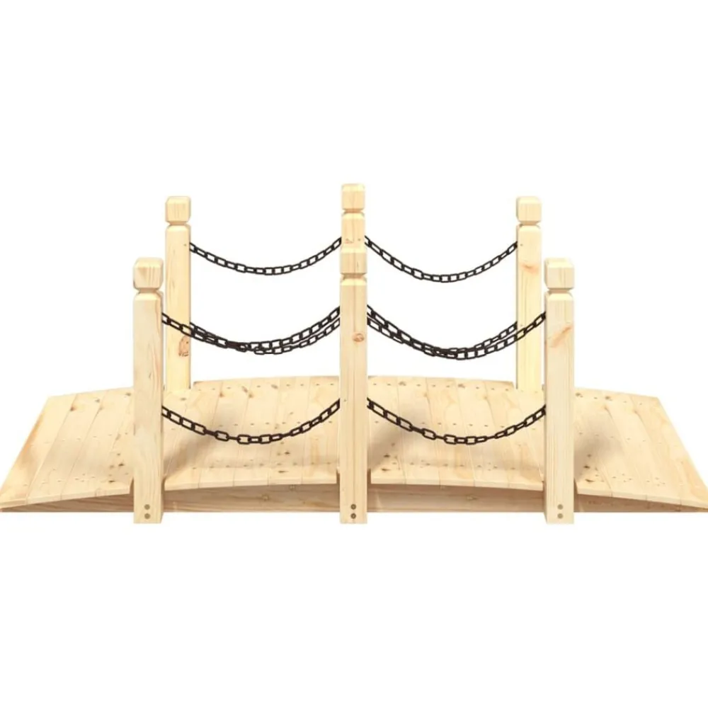 Tuin & Gazon*vidaXL Tuinbrug met kettingrails 150x67x56 cm massief vurenhout Naturel