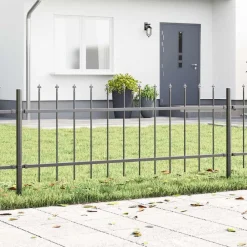 Tuinafscheidingen*vidaXL Tuinhek 2 pcs 3,4 x 0,6 m Poedercoating staal Grijs