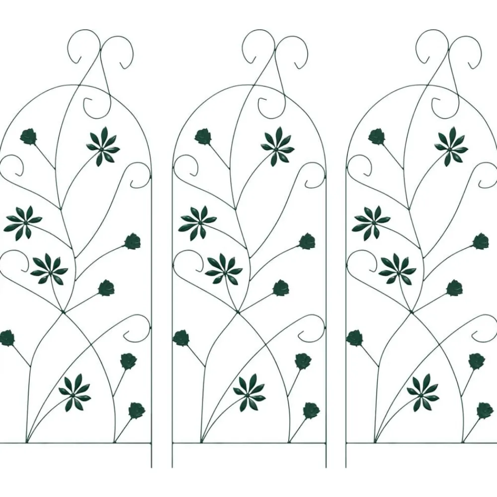Tuin & Gazon*vidaXL Tuinhek 3 pcs 112 x 39,5 cm Staal Groen