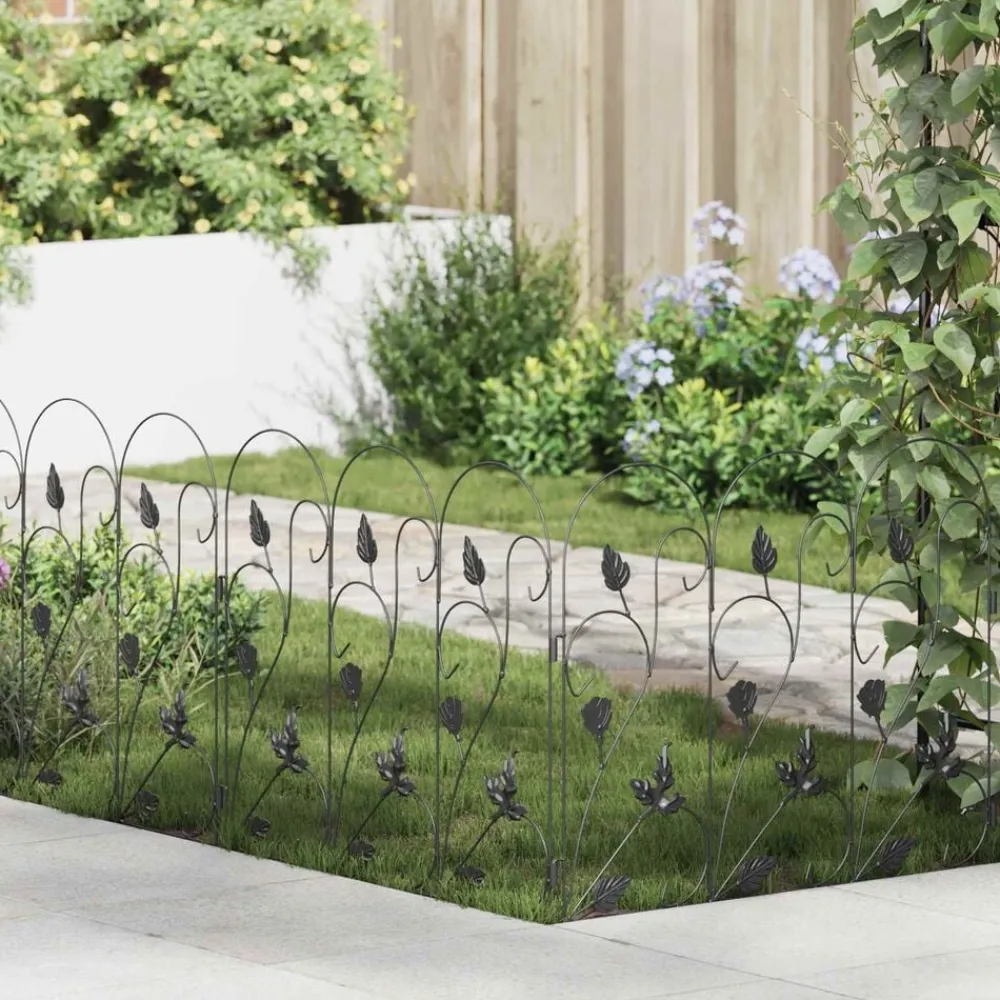 Tuinafscheidingen*vidaXL Tuinhek 5 pcs Staal Zwart