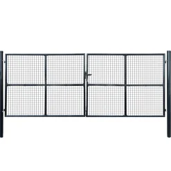 Tuinhek van gaas gegalvaniseerd staal 400x150 cm grijs>vidaXL Outlet