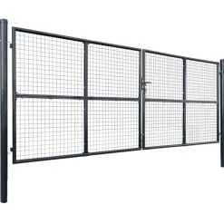 Tuinhek van gaas gegalvaniseerd staal 400x150 cm grijs>vidaXL Outlet