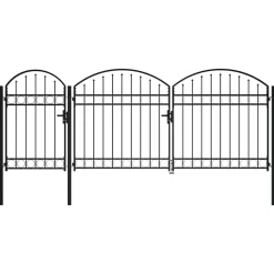 Tuinafscheidingen*vidaXL Tuinhekgate met gebogen top 400 x 175 cm Staal Zwart