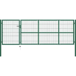 Tuinafscheidingen*vidaXL Tuinhekpoort met palen 350x100 cm staal Groen