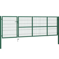 Tuinafscheidingen*vidaXL Tuinhekpoort met palen 350x100 cm staal Groen