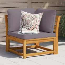 Tuinmeubelen*vidaXL Tuinhoekbank met kussens 73x73x65 cm massief acaciahout Donkergrijs