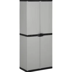 Kasten & Opbergmeubelen*vidaXL Tuinkast met 3 schappen 68x40x168 cm grijs en zwart