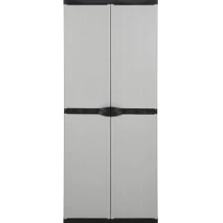 Kasten & Opbergmeubelen*vidaXL Tuinkast met 3 schappen 68x40x168 cm grijs en zwart