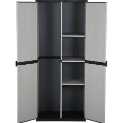 Kasten & Opbergmeubelen*vidaXL Tuinkast met 3 schappen 68x40x168 cm grijs en zwart