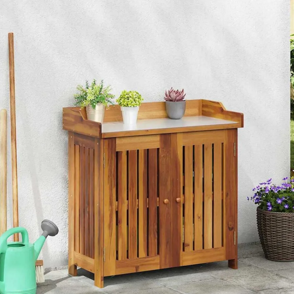 Kasten & Opbergmeubelen*vidaXL Tuinkast met plank Naturel 78 x 36,5 x 78cm Massief Acaciahout