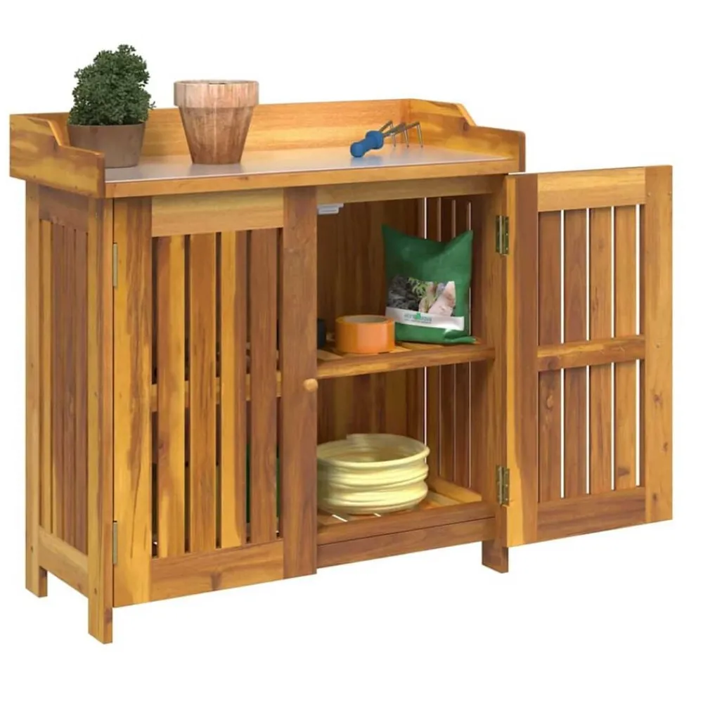 Kasten & Opbergmeubelen*vidaXL Tuinkast met plank Naturel 78 x 36,5 x 78cm Massief Acaciahout