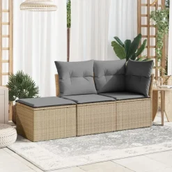 Tuinkruk met kussen 55x55x37 cm poly rattan beige><noscript><img width=
