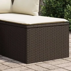Tuinmeubelen*vidaXL Tuinkruk met kussen 55x55x37 cm poly rattan Bruin