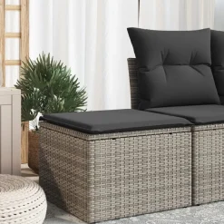 Tuinmeubelen*vidaXL Tuinkruk met kussen 55x55x37 cm poly rattan Grijs