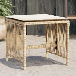 Tuinmeubelen*vidaXL Tuinkrukken 4 st met kussens 41x41x36 cm poly rattan beige beige en cr&egrave;mekleurig