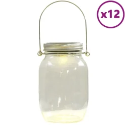 Verlichting*vidaXL Tuinlantaarns 12 st glas warmwit