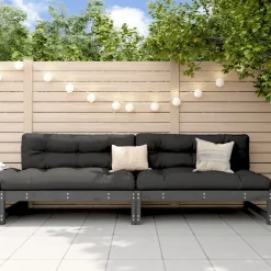 Tuinmeubelen*vidaXL Tuinmiddenbanken 2 st 120x80 cm massief grenenhout grijs Grijs grenenhout
