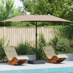 Tuin & Gazon*vidaXL Tuinparasol 385 x 209 x 244 cm Polyester en staal Taupe