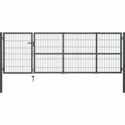 Tuinpoort met palen staal 350x100 cm>vidaXL