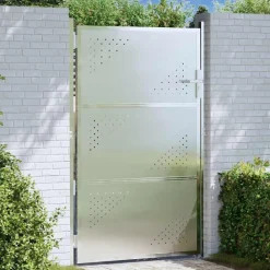 Tuinpoort met slot Zilver 85 x 144 cm Roestvrij staal>vidaXL Hot