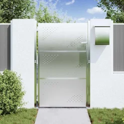 Tuinpoort met slot Zilver 85 x 120 cm Roestvrij staal><noscript><img width=