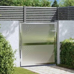 Tuinpoort met slot Zilver 85 x 97 cm Roestvrij staal>vidaXL Outlet