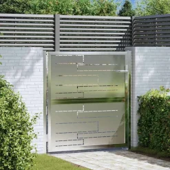 Tuinpoort met slot Zilver 85 x 97 cm Roestvrij staal>vidaXL New