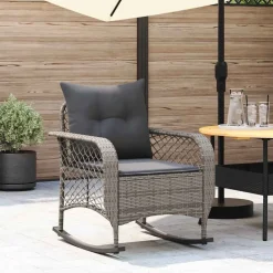 Tuinschommelstoel met kussens poly rattan>vidaXL Outlet