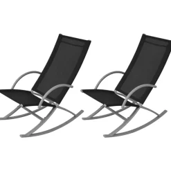 Tuinmeubelen*vidaXL Tuinschommelstoelen 2 st staal en textileen zwart