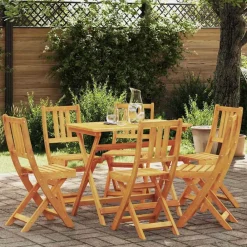 Tuinstoel 6 pcs Olie naturel 40 x 42 x 85 cm Massief Acaciahout>vidaXL New