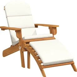 Tuinmeubelen*vidaXL Tuinstoel Adirondack met voetensteun massief acaciahout Bruin en crème
