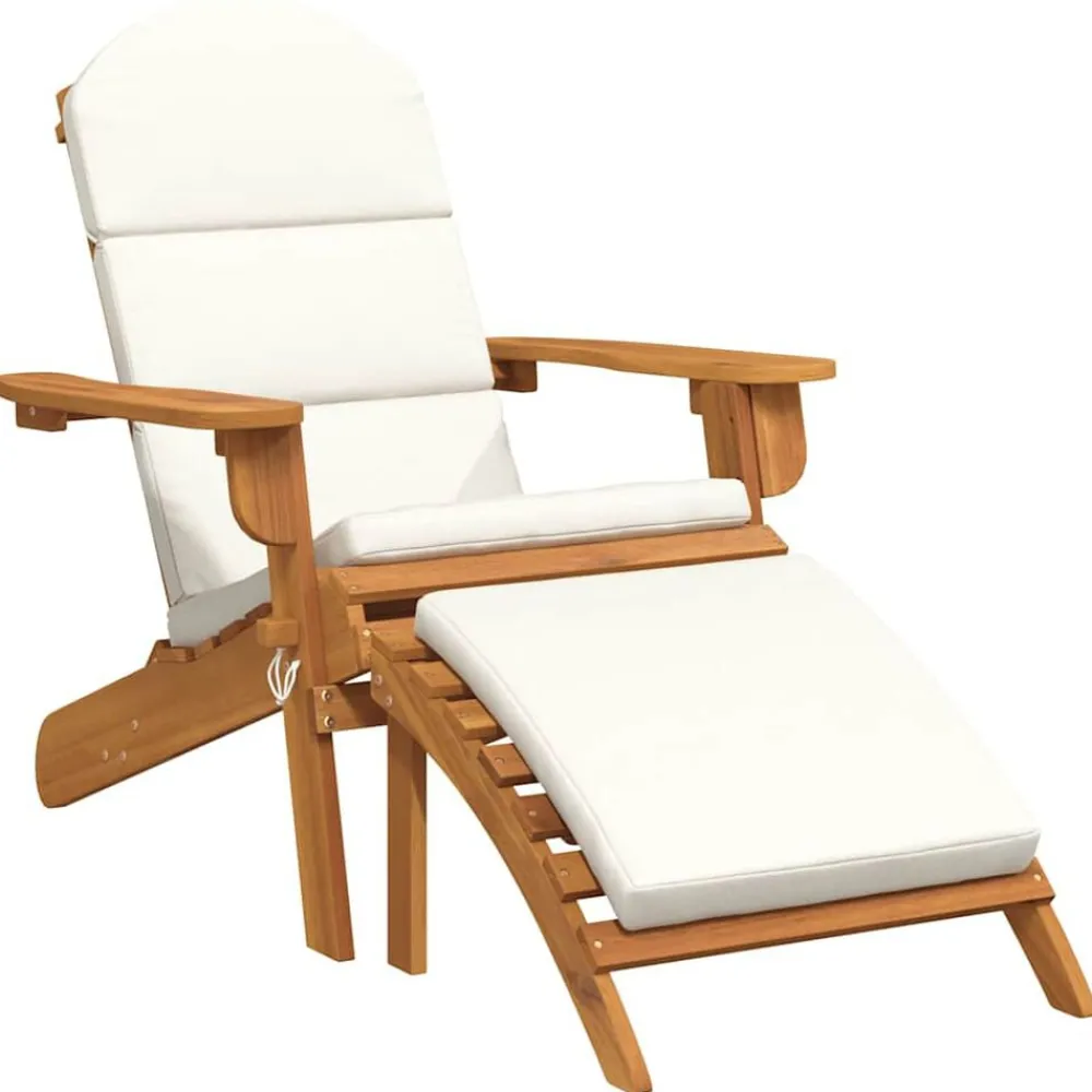 Tuinmeubelen*vidaXL Tuinstoel Adirondack met voetensteun massief acaciahout Bruin en crème