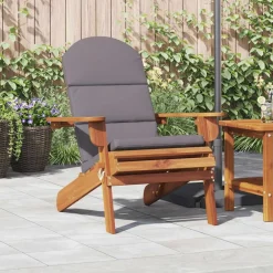 Tuinmeubelen*vidaXL Tuinstoel Adirondack met kussens massief acaciahout Bruin en grijs