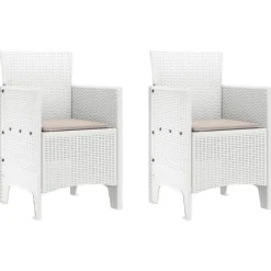 Tuinmeubelen*vidaXL Tuinstoel met kussen 2 pcs Wit 53 x 49 x 85 cm Polypropyleen
