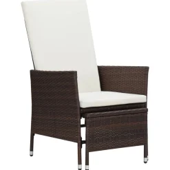 Tuinmeubelen*vidaXL Tuinstoel verstelbaar met kussens poly rattan Bruin