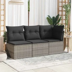 Tuinstoel zonder armleuning met kussens poly rattan><noscript><img width=