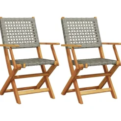 Tuinstoelen 2 st massief acaciahout en poly rattan>vidaXL Outlet