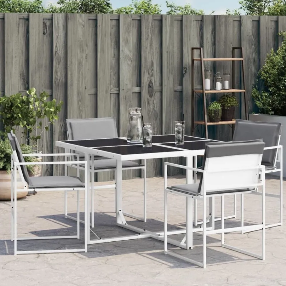 Tuinstoelen 4 st met kussens staal en textileen>vidaXL New