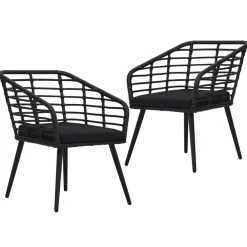 Tuinstoelen 2 st met kussens poly rattan>vidaXL Online