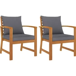 Tuinstoelen 2 st met donker kussen massief acaciahout>vidaXL Sale