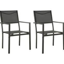 Tuinmeubelen*vidaXL Tuinstoelen 2 st textileen en staal zwart en antracietkleurig